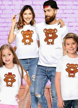 Футболки белые фэмили лук family look для всей семьи "семья медведей. family bear" push it1 фото