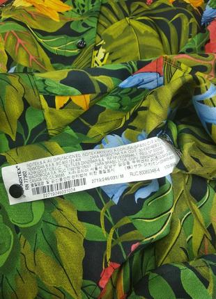 Zara подовжена оверсайз сорочка блуза в тропічний анімалістичний принт чорного зеленого кольорів розмір m l10 фото