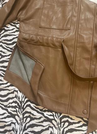 Куртка з еко шкіри,коричневого кольору3 фото