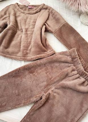 Жіноча тепла махрова піжама, махровий домашній комплект кофта та штани8 фото
