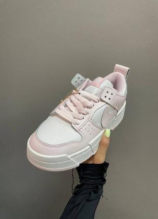 Nike sb dunk disrupt light pink sugar barbie ніжні жіночі кросівки найк рожеві пудра женские розовые пудровые нежные милые кроссовки6 фото