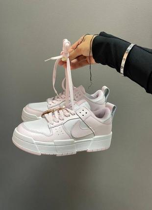 Nike sb dunk disrupt light pink sugar barbie ніжні жіночі кросівки найк рожеві пудра женские розовые пудровые нежные милые кроссовки