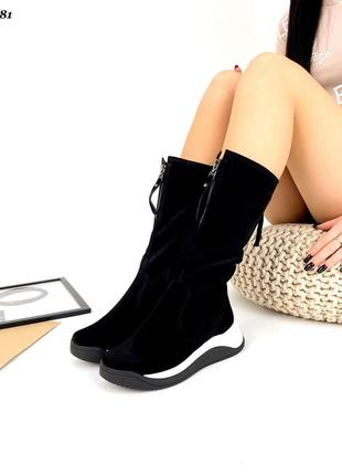 Жіночі чоботи натуральна шкіра замша демі зима5 фото