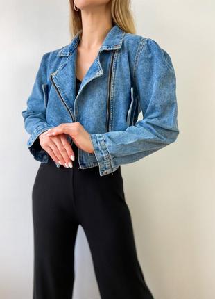 Жіноча джинсова курточка косуха2 фото