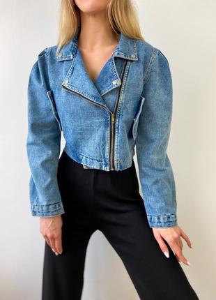 Жіноча джинсова курточка косуха6 фото