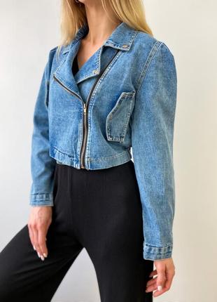 Жіноча джинсова курточка косуха7 фото