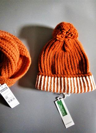 Яркий набор шапка, хомут benetton