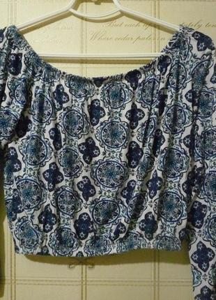 Кроп топ, топик с длинными рукавами от divided h&m вискоза открытые плечи мандала йога