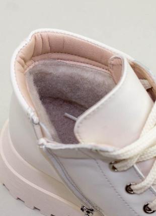 Стильні черевики жіночі,берці,берци бежеві шкіряні хутро зимові (зима 2022-2023)2 фото