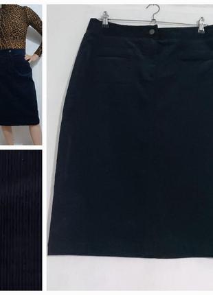 Темно- синяя эластичная  юбка карандаш из микровельвета laura ashley4 фото