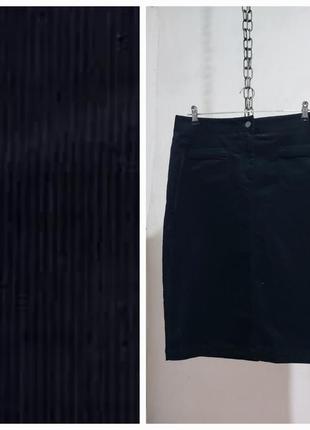 Темно- синяя эластичная  юбка карандаш из микровельвета laura ashley3 фото
