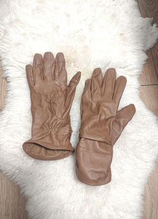 Atmosphere елегантні демісезонні світлокоричневі жіночі шкіряні рукавички р. m - s рукавиці