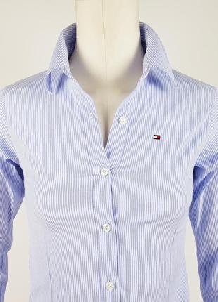 Рубашка в полоску бело-голубая "tommy hilfiger" (сша)3 фото