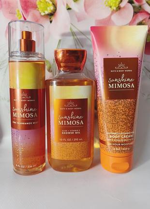 Набір міст + крем + гель для душу sunshine mimosa від bath and body works