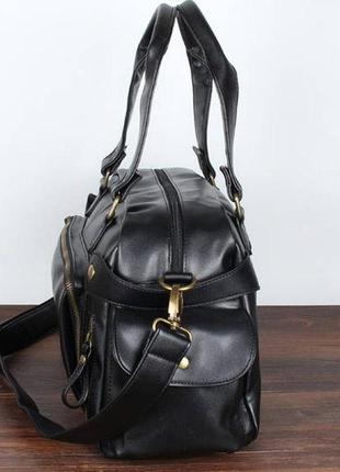 Кожаная мужская сумка экокожа черный матовый4 фото