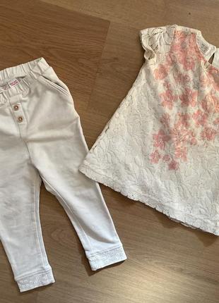 Фірмовий комплект мереживна футболка zara 12-18 міс і штанці zara 18-24 міс!
