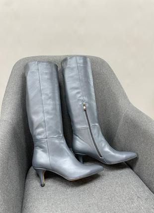 Сірі натуральні чоботи крокуль вікторія осінь та зима на хутрі1 фото