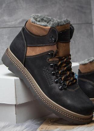 Спортивные кожаные ботинки на меху columbia chinook black