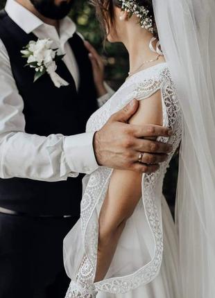 Веселенное платье молочного цвета, размер s