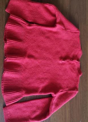 Chicco  детская вязаная теплая кофта свитер с баской девочке 3-4 г 98-104см красная5 фото