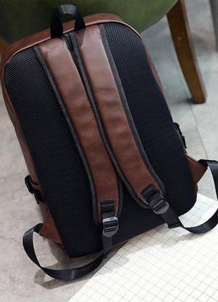 Стильний міський чоловічий рюкзак чорний еко шкіра + кардхолдер в подарунок4 фото