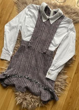 Твидовое платье сарафан с рубашкой zara5 фото