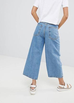 Кюлоты джинсовые укороченные бриджи denim 100% коттон светлые широкие капри4 фото