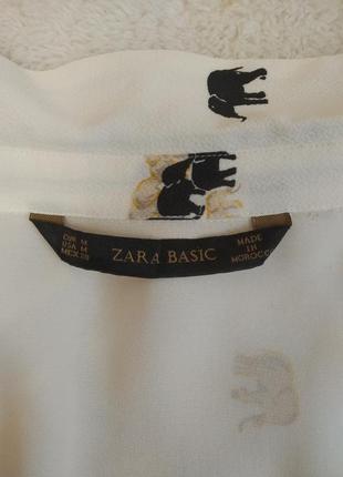 Кремова блуза з довгим рукавом зі слонами zara basic6 фото