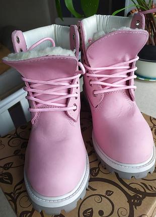 Timberland зимові рожеві ботинки черевики