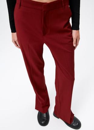 Классические брюки прямого кроя с разрезами zara, брюки в мужском стиле5 фото