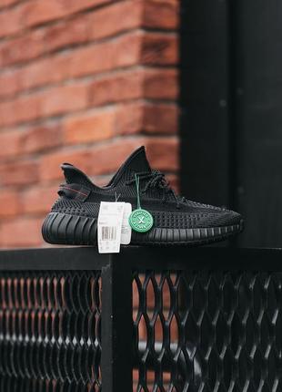 Женские кроссовки adidas yeezy boost 350 v2 black (шнурки рефлектив) #адидас