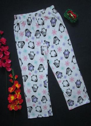 Класні теплі флісові піжамні домашні штани принт пінгвіни to be bride ⛄❄️⛄1 фото