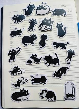 Набір #1стікерів для скрапбукінга, наліпки, зображення для щоденника блокнот планер котик кіт, кошеня1 фото