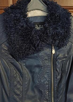 Утеплена куртка з еко шкіри / зимова куртка