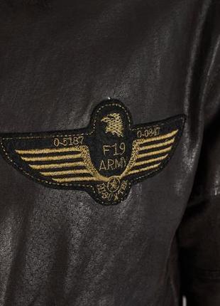 Вінтажна чоловіча шкіряна куртка пілот,  бомбер f-19 army6 фото