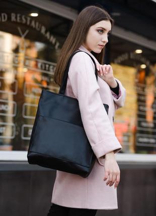 Трендова жіноча сумка sambag shopper чорна2 фото
