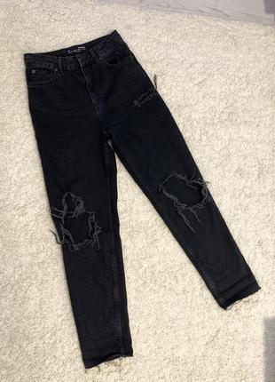 Джинси мом джинсы мом mom прямые прямі stradivarius з дірками1 фото