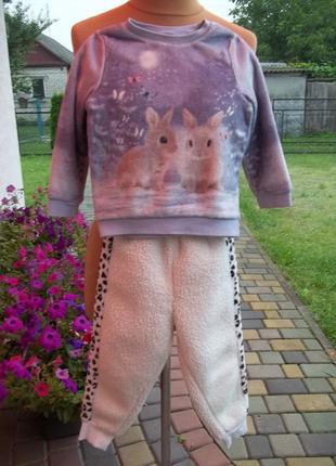 ( 3 - 4 года ) детская флисовая пижама костюм теплый1 фото