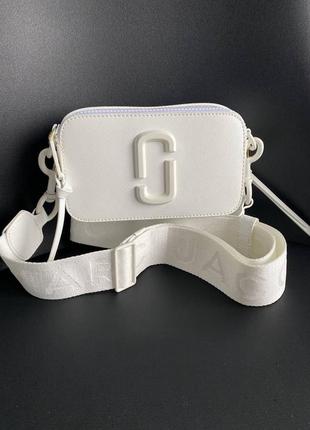 Marc jacobs snapshot total white брендовая белая сумочка марк джейкобс натуральная кожа популярна біла сумка натуральна шкіра люкс
