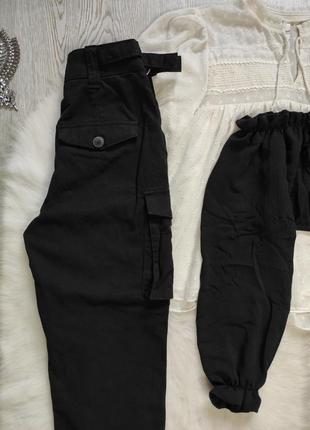 Черные плотные штаны брюки джоггеры с боковыми карманами момы слоучи бойфренд bershka9 фото