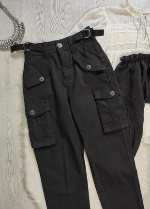 Черные плотные штаны брюки джоггеры с боковыми карманами момы слоучи бойфренд bershka3 фото