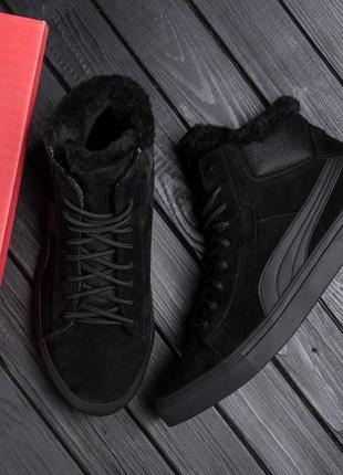 Чоловічі шкіряні зимові черевики puma black великий вибір взуття6 фото