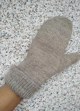 Теплые шерстяные варежки рукавицы натуральная шерсть.