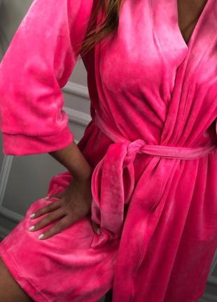 Жіночий плюшевий халат, м'який халатик для дому плюш велюр, гарний жіночий халат8 фото