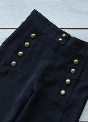 Синие широкие брюки штаны палаццо с пуговицами на талии chloe шелком высокая талия3 фото