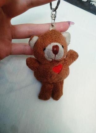 Стильный большой объемный мягкий мишка брелок для ключей рюкзака