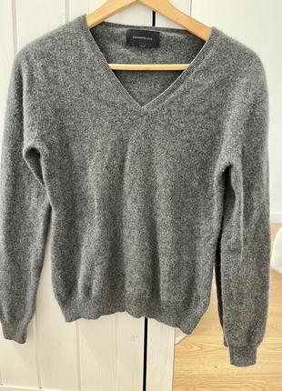 Шерстяний джемпер сірий светр 100% кашемір