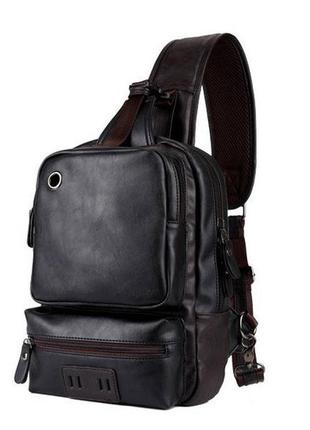 Модная мужская сумка на плечо черный6 фото