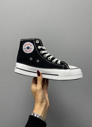 Жіночі чорні кеди в стилі converse hight x chuck taylor platform ‘white’