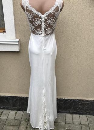 Красивое,белое платье,сарафан со шлейфом,открытая,кружевная спина,вечернее,свадебное